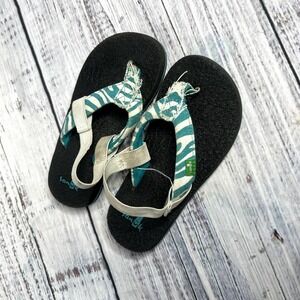 Sanuk Girls Blue Zebra Flip Flop Yoga Sandals Toddler 8-9